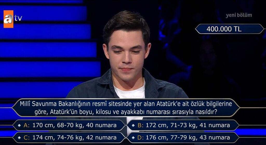 Atatürk sorusu 1 milyon TL’ye götürdü! Milyoner’de 20 yaşındaki Batu Alıcı herkesi heyecanlandırdı