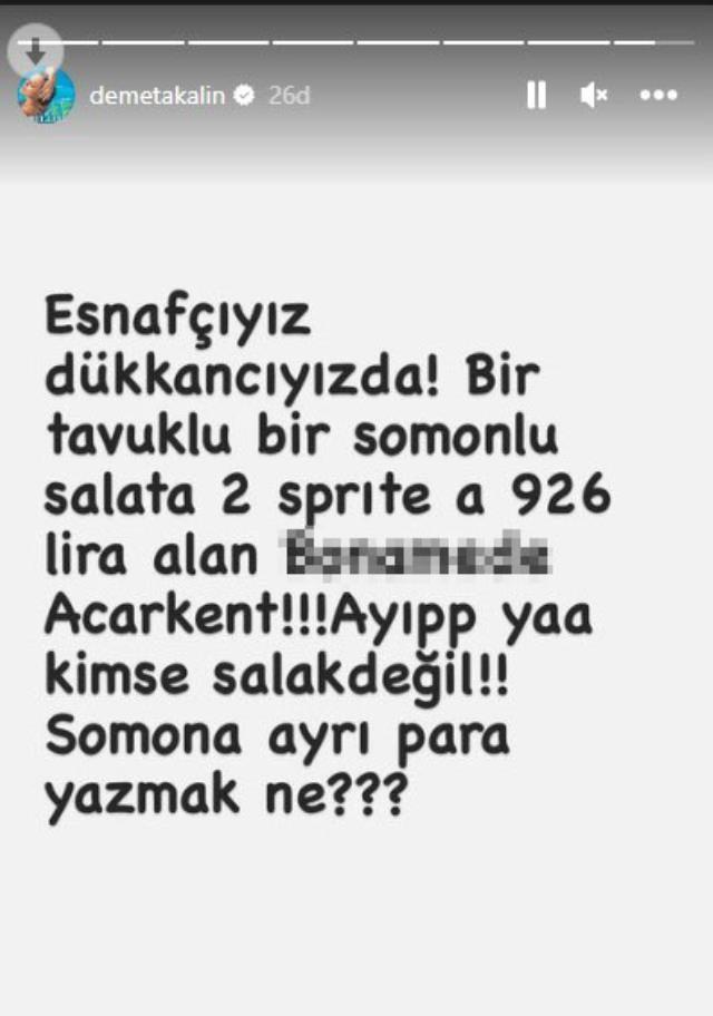 Demet Akalın, 2 salata, 2 içeceğe ödediği hesabı paylaşıp isyan etti: Ayıp ya, kimse salak değil!