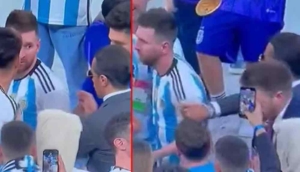 Nusret kupa töreninde Messi’yi kolundan çekiştirdi; Messi’nin bakışları gündem oldu