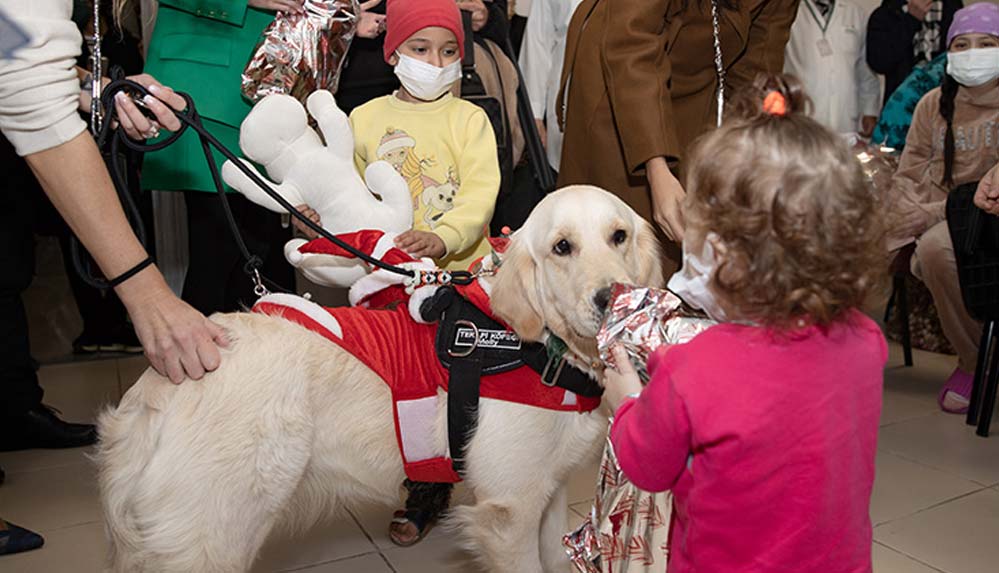 Terapi köpeği Molly'den kanser tedavisi gören çocuklara moral ziyareti