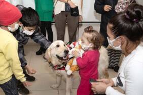 Terapi-köpeği-Molly'den-kanser-tedavisi-gören-çocuklara-moral-ziyareti