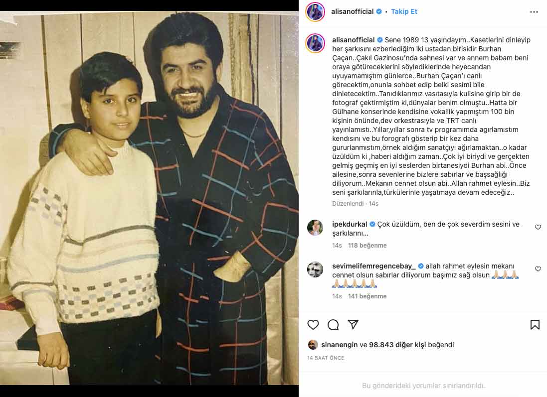 Alişan’dan yürek burkan Burhan Çaçan paylaşımı: “Sene 1989, 13 yaşındayım…”