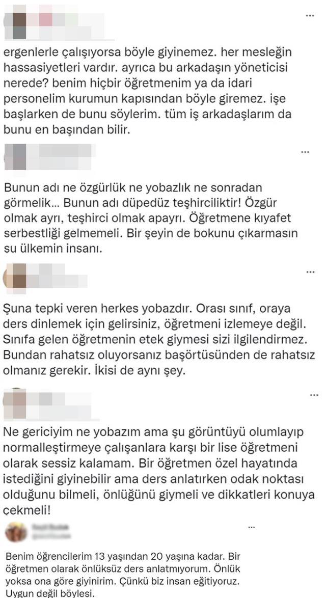 Görüntüler Türkiye’den: Mini etekle ders anlatan öğretmen, sosyal medyayı ikiye böldü