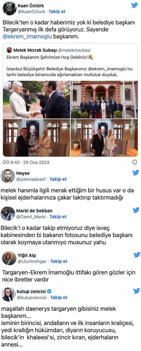 Melek Mızrak Subaşı sosyal medyada gündeme oturdu: Bilecik’i Targaryenler yönetiyormuş 4 Melek Mızrak Subaşı sosyal medyada gündeme oturdu: Bilecik’i Targaryenler yönetiyormuş