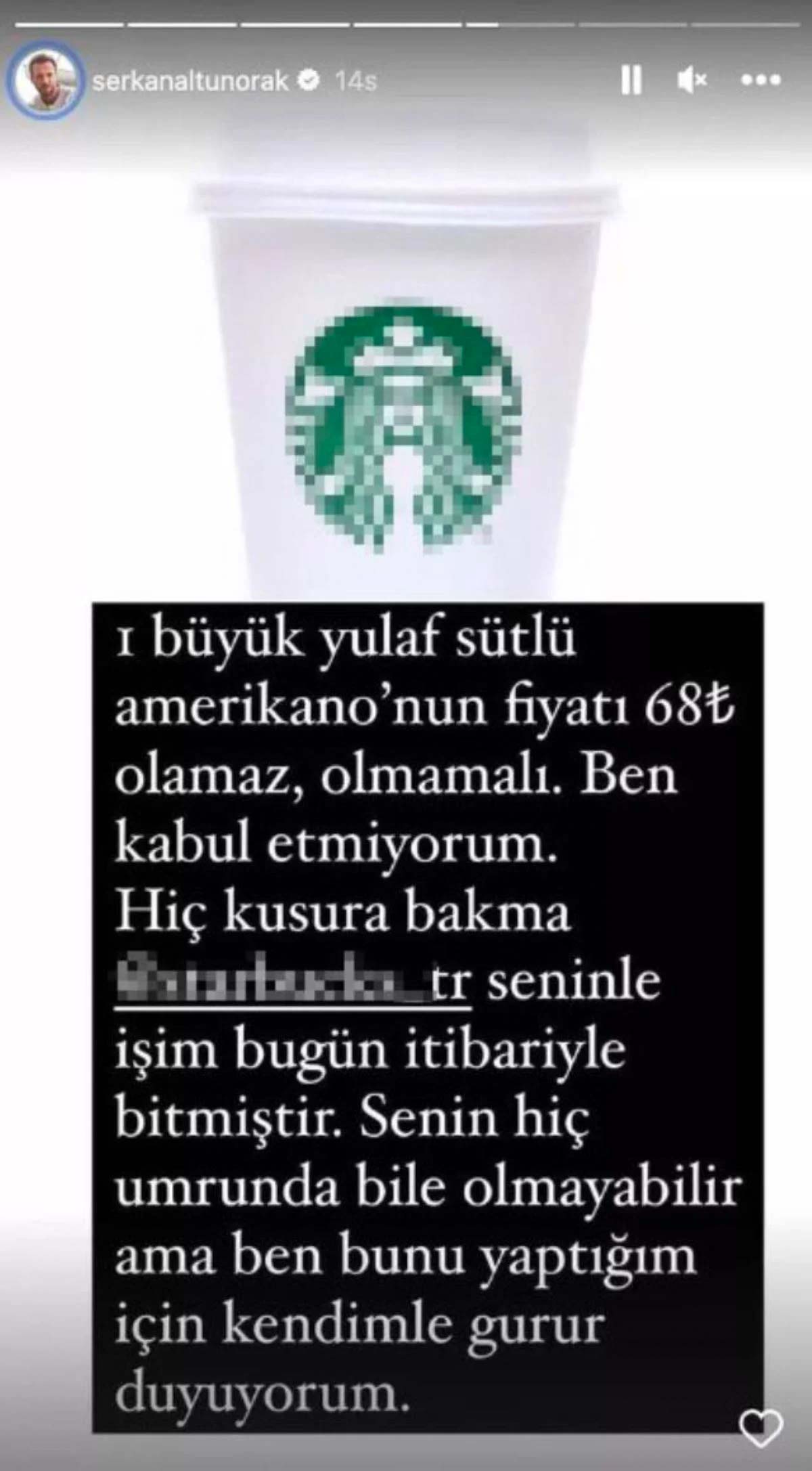 Oyuncu Serkan Altunorak'tan Starbucks zammına sert tepki: 'Seninle işim bitmiştir'