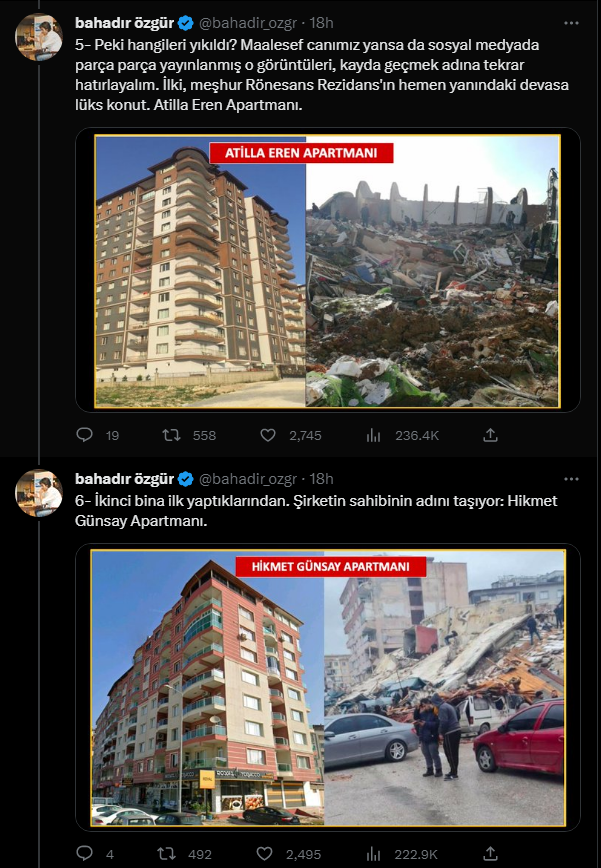 "İlkokul mezunuyum, 1500'den fazla konut yaptım" diyen müteahhidin depremde yıkılmadık hasar görmeyen binası kalmadı!