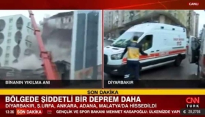 Art arda şiddetli artçı depremler: CNN Türk canlı yayınında binalar yıkıldı!