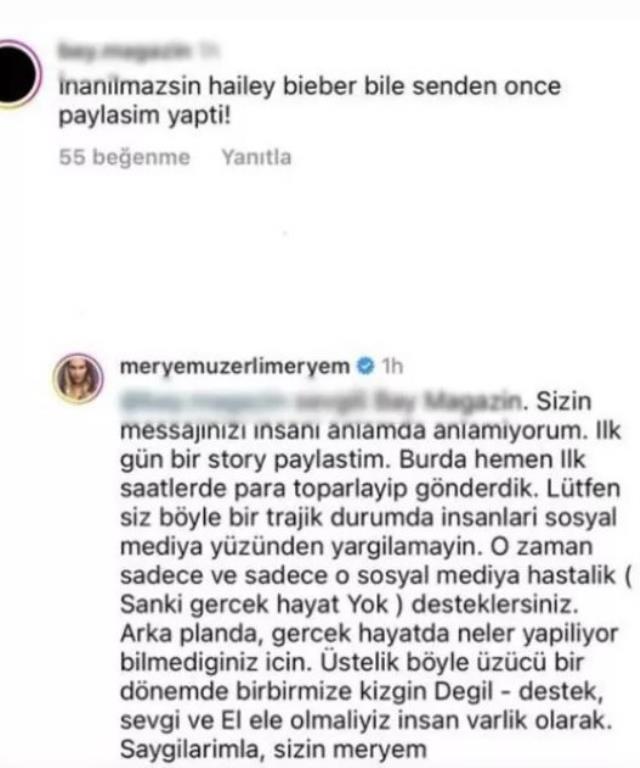 Depremzedeler için yardım toplayan Meryem Uzerli’den kendisini eleştiren takipçisine tepki: Bu mesajınızı insani anlamda anlamıyorum