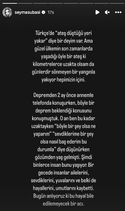 Şeyma Subaşı'ndan depremin ardından tepki çeken 'küvet paylaşımı' hakkında açıklama: Her insanın acıyla baş etme yolu farklı