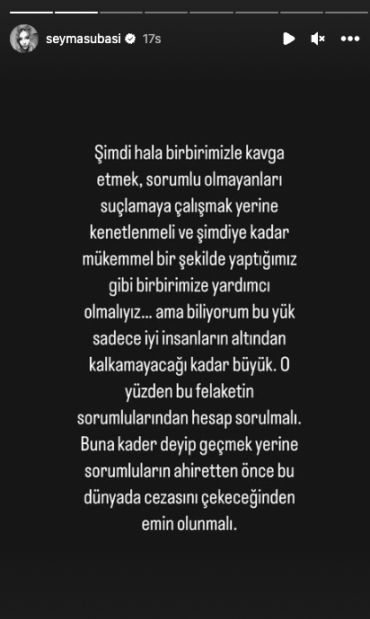 Şeyma Subaşı'ndan depremin ardından tepki çeken 'küvet paylaşımı' hakkında açıklama: Her insanın acıyla baş etme yolu farklı