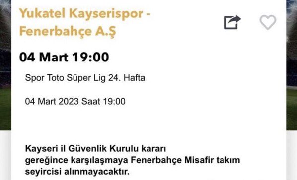 Fenerbahçe’ye ‘Hükümet istifa’ cezası: Kayserispor - Fenerbahçe maçına Fenerbahçe taraftarı alınmayacak