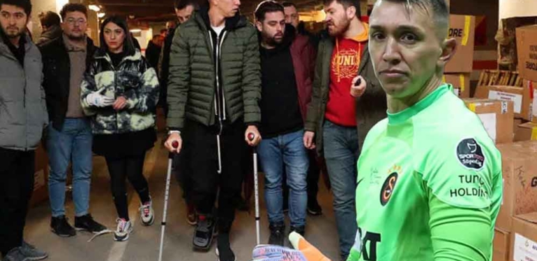 Fernando-Muslera'dan-yardım-çalışmalarına-destek!-Koltuk-değnekleriyle-geldi...
