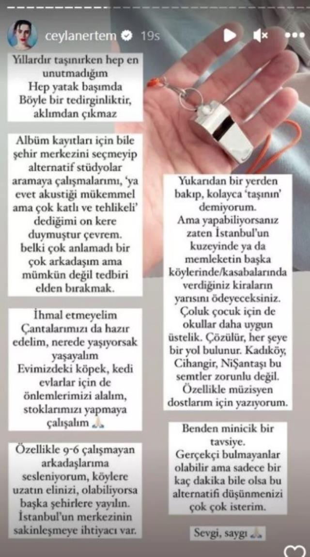 İstanbul’u terk eden Ceylan Ertem depremden sonra arkadaşlarına seslendi: Başka şehirlere yayılın! Verdiğiniz kiraların...