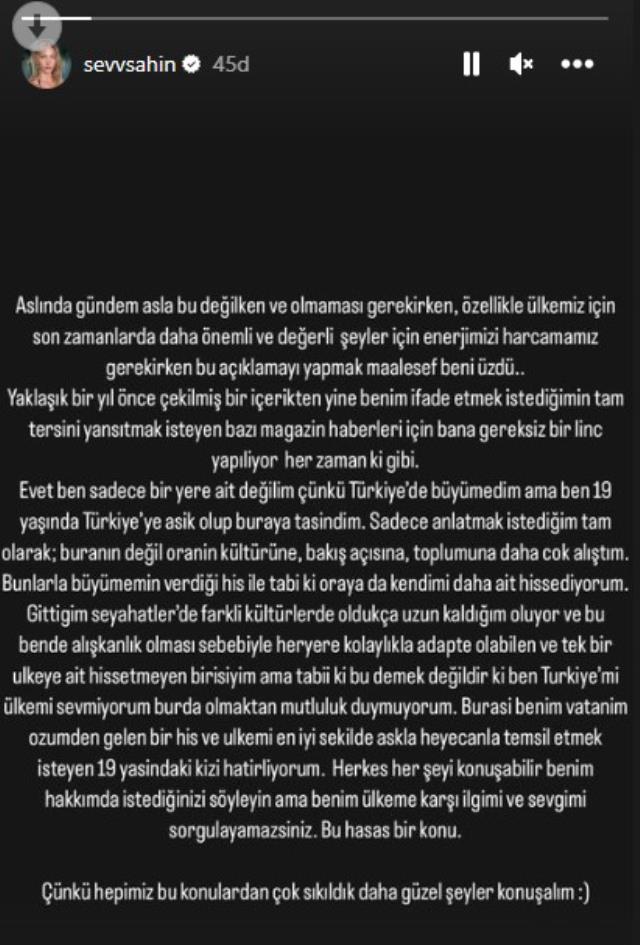 "Kendimi Türkiye’ye ait hissetmiyorum" diyen Şevval Şahin’den eleştirilere cevap: Ülkeme karşı sevgimi sorgulayamazsınız