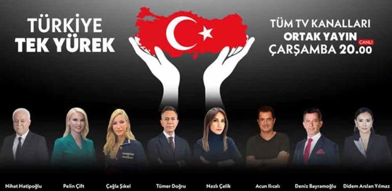 "Türkiye Tek Yürek" yardım kampanyası: Televizyon kanalları ortak yayınla bir araya geliyor 1 'Türkiye-Tek-Yürek'-yardım-kampanyası--Televizyon-kanalları-ortak-yayınla-bir-araya-geliyor-