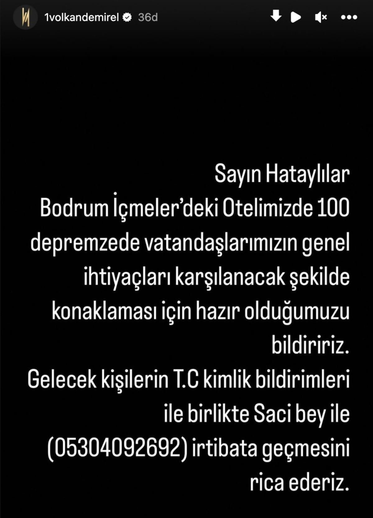 Volkan Demirel duyurdu: "Bodrum’da 100 depremzede vatandaşımız için otel hazır"