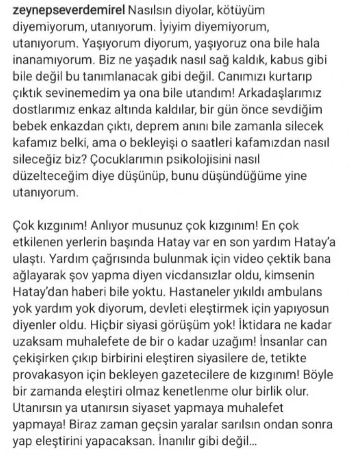 Volkan Demirel'in eşi Zeynep Sever'in isyanı: 'Bir gün önce sevdiğim bebek enkazdan çıktı...'