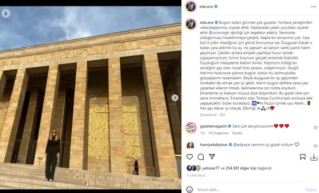 Anıtkabir’e giden Eda Ece konuşma yaparken gözyaşlarına hakim olamadı: Ellerim titredi, kelimelere zor nokta koydum