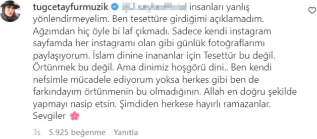 Başörtülü pozlarını paylaşan Ferdi Tayfur'un kızı Tuğçe Tayfur'dan dikkat çeken tesettür açıklaması: Örtünmek bu değil