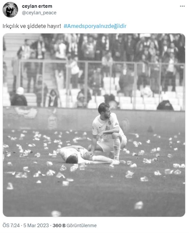 Bursaspor – Amedspor maçındaki olaylara ünlülerden tepki yağdı: Irkçılığa ve şiddete hayır!