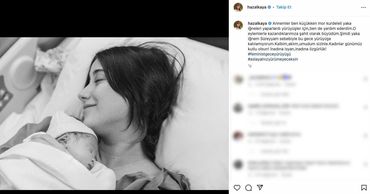 Hazal Kaya, kızı Süreyya Leyla'nın ilk kez fotoğrafını paylaştı: Yaka iğnem Süreyya'm