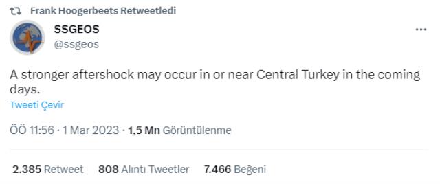 Kahramanmaraş depremini 3 gün önceden bilen Frank Hoogerbeets’ten Türkiye için yeni uyarı!