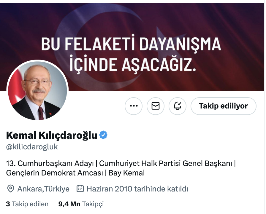 Kılıçdaroğlu, Twitter profiline, "13. Cumhurbaşkanı adayı" yazısını ekledi