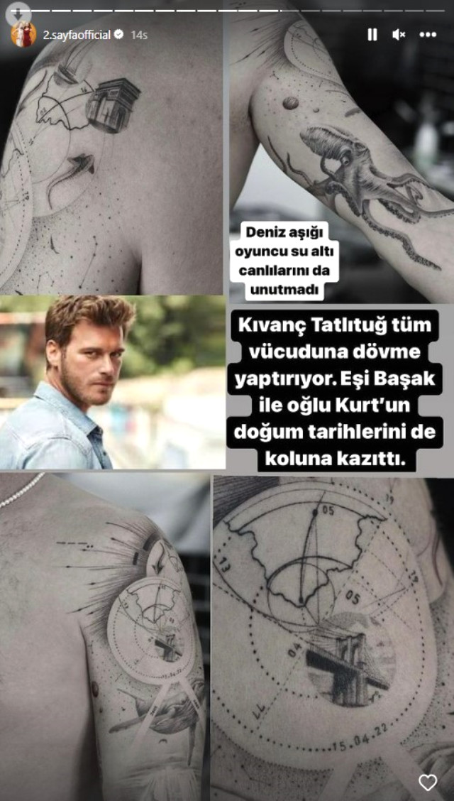 Kıvanç Tatlıtuğ eşi ve oğlunun doğum tarihi dövme yaptırdı