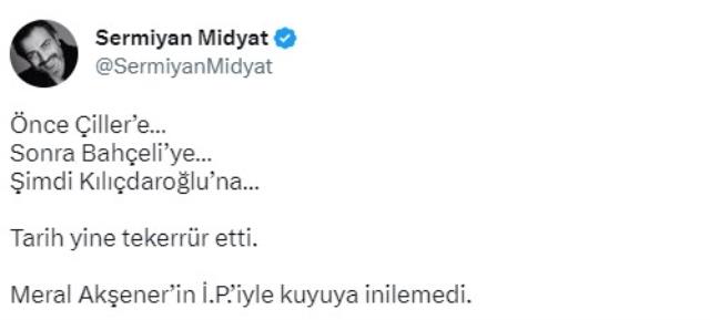 Ünlü isimlerden Altılı Masa’ya rest çeken Meral Akşener’e tepkiler dinmiyor! "Erdoğan’ın başkan seçilmesini Kılıçdaroğlu’nun başkan seçilmesine tercih etti" 1 Ünlü isimlerden Altılı Masa’ya rest çeken Meral Akşener’e tepkiler dinmiyor! "Erdoğan’ın başkan seçilmesini Kılıçdaroğlu’nun başkan seçilmesine tercih etti"