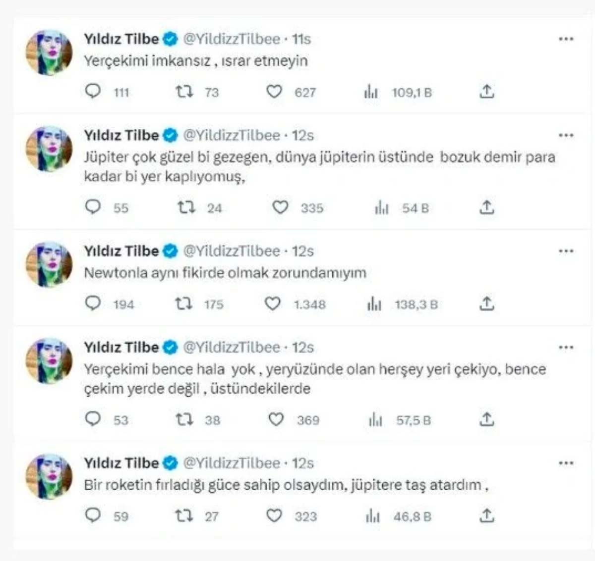 Yıldız Tilbe'den bir garip 'yer çekimi' açıklaması: "Bence yer çekimi diye bir şey yok, olsaydı..."