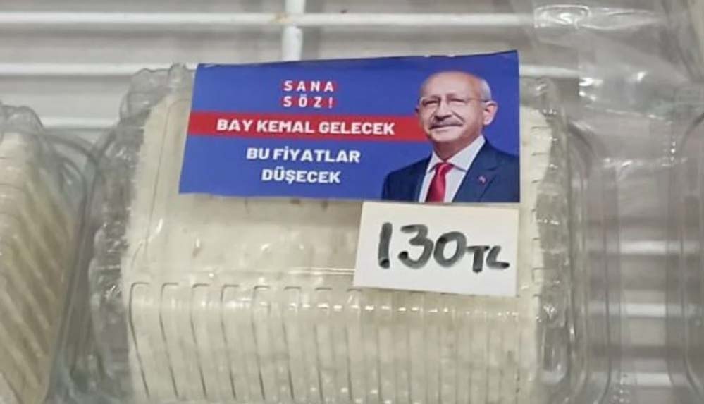Market raflarında şimdi de Kılıçdaroğlu etiketleri: Sana söz, bu fiyatlar düşecek