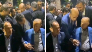 Başkasının getirdiği suyu almayan Erdoğan, oğlu Bilal Erdoğan uzatınca içti