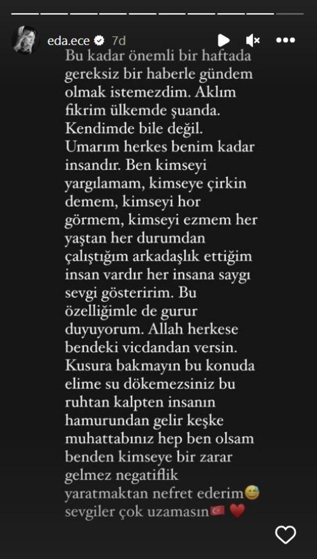 Eda Ece ‘düğünü kendi yapmak istedi’ iddiasına sitem etti: “Aklım fikrim ülkemde…”