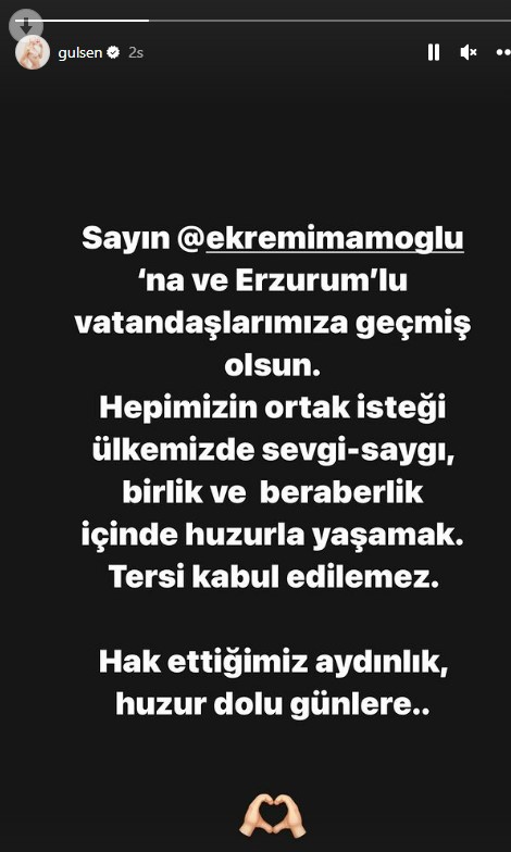 Gülşen'den Ekrem İmamoğlu paylaşımı! "Hepimizin ortak isteği ülkemizde sevgi-saygı..."