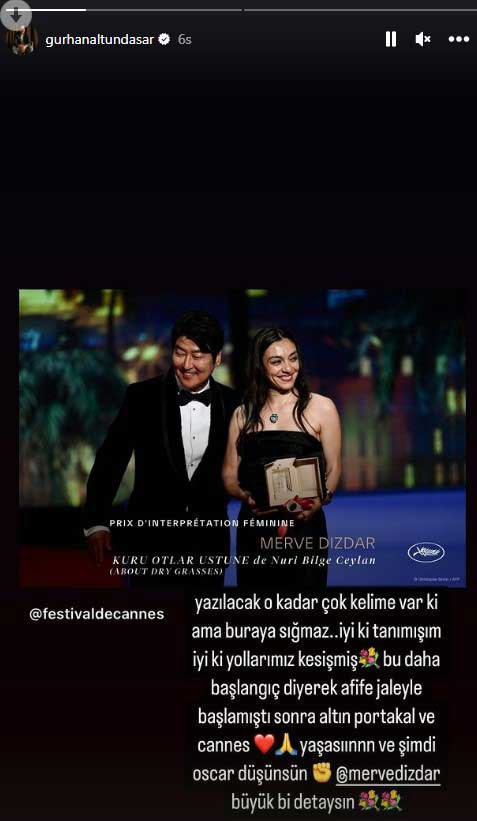 Gürhan Altundaşar’dan Cannes’da ödül alan eski eşi Merve Dizdar’a övgü dolu sözler: “Yazılacak o kadar çok kelime var ki…”