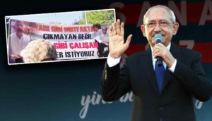 Kılıçdaroğlu’ndan cinsiyetçi ifadelerle kendisini hedef alan ‘mutfak’ pankartına fotoğraflı cevap: Alın şimdi bu fotoğrafı pankartınıza koyun