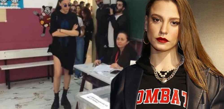 Oy kullanan Serenay Sarıkaya, 106 bin TL’lik kombiniyle dikkat çekti