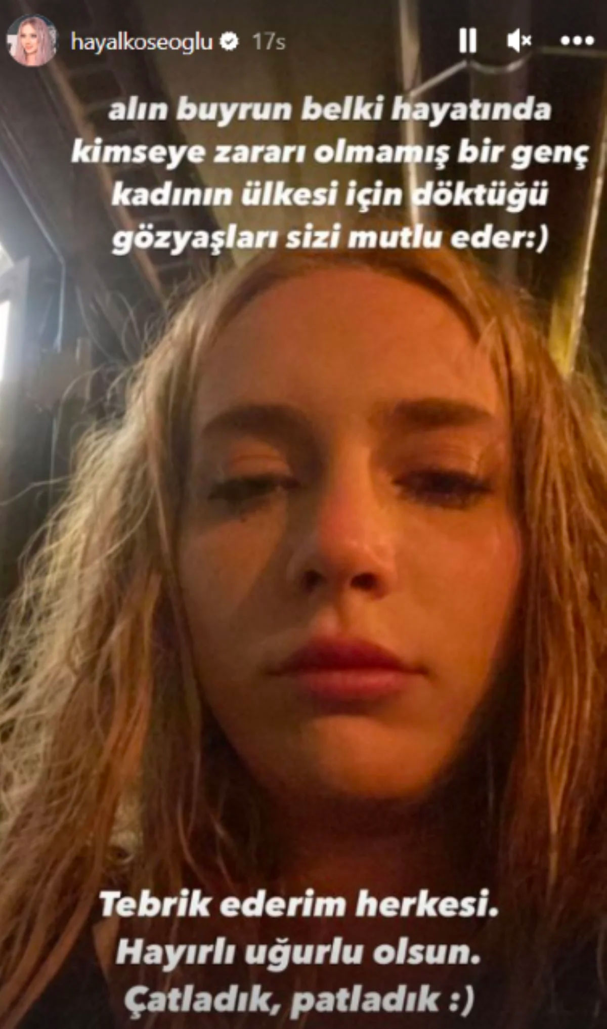 Ünlü oyuncu Hayal Köseoğlu seçimin ardından gözyaşlarıyla isyan etti: "Size iki çift lafım var"