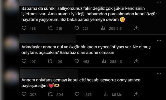 Annesine OnlyFans hesabı açan Türk kızından eleştirilere cevap: Dul ve özgür bir kadın ayrıca ihtiyacı var