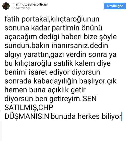Usta oyuncu Mahmut Cevher’den Fatih Portakal’a sert sözler! “Sen satılmış CHP düşmanısın”