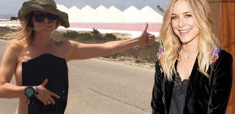 45 yaşındaki ABD’li oyuncu Jenny Mollen çırılçıplak otostop çekti