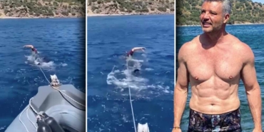 58-yaşındaki-Sadettin-Saran,-bozulan-botunu-yüzerek-karaya-çekti