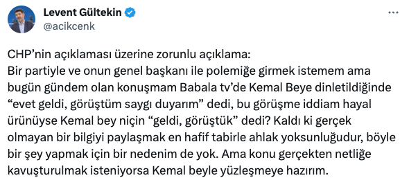 CHP'nin yalanladığı Levent Gültekin'den yanıt geldi: Kemal Bey'le yüzleşmeye hazırım