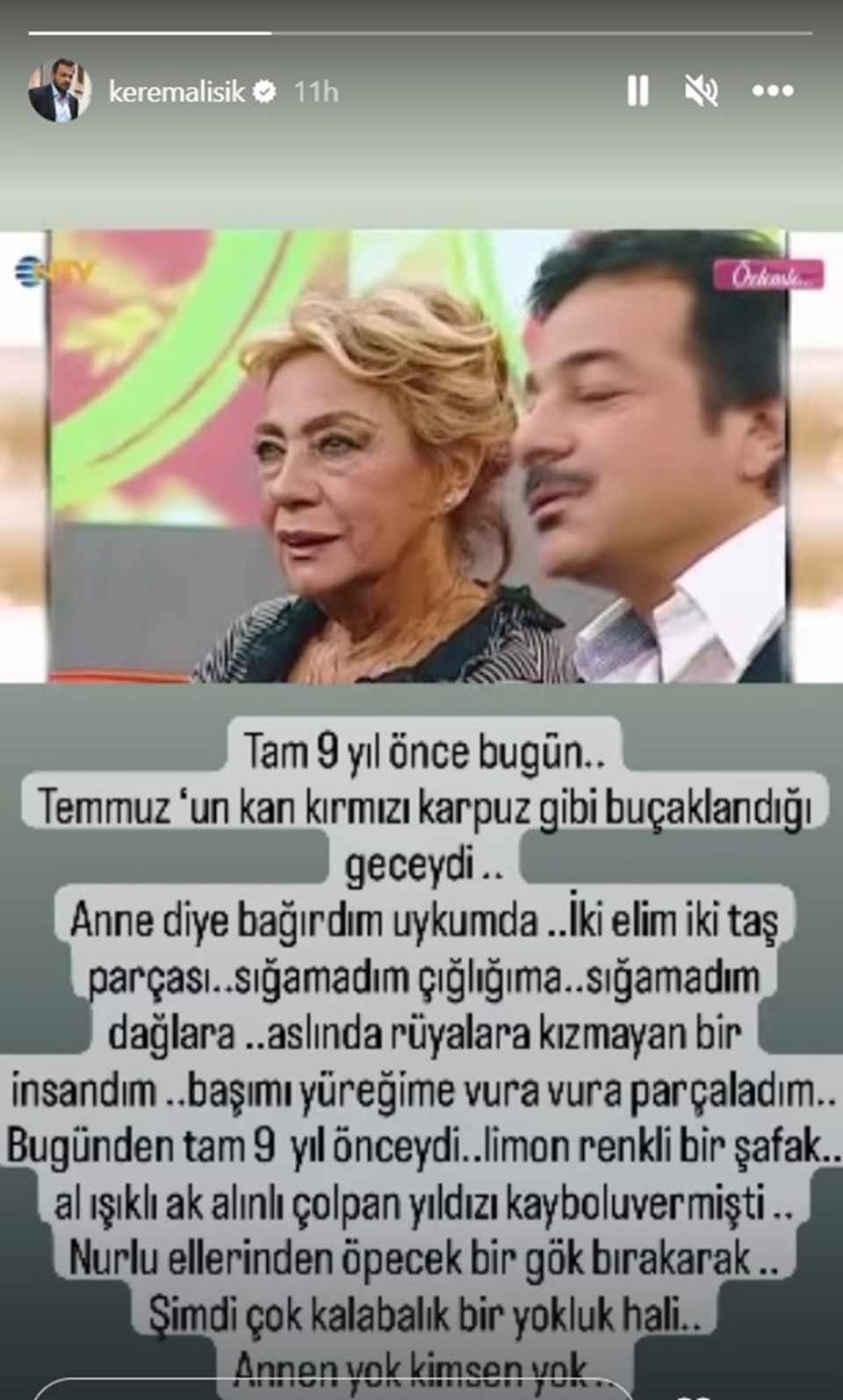 Kerem Alışık annesi Çolpan İlhan'ı ölüm yıldönümünde andı: Annen yok, kimsen yok