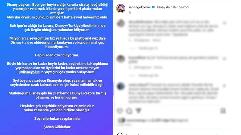 Şahan Gökbakar’dan Türk yapımlarını kaldıran Disney Plus’a tepki!