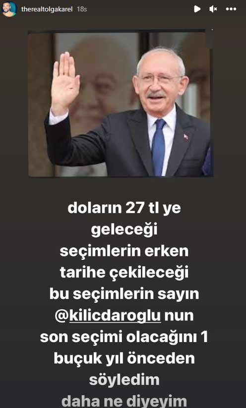 Seçimlerde Erdoğan’ı destekleyen Tolga Karel’den dikkat çeken Kılıçdaroğlu paylaşımı!