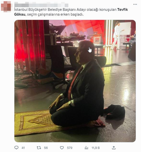 AKP’li Tevfik Göksu'dan CNN Türk stüdyosunda namaz pozu! "Seçim çalışmalarına erken başlamış"