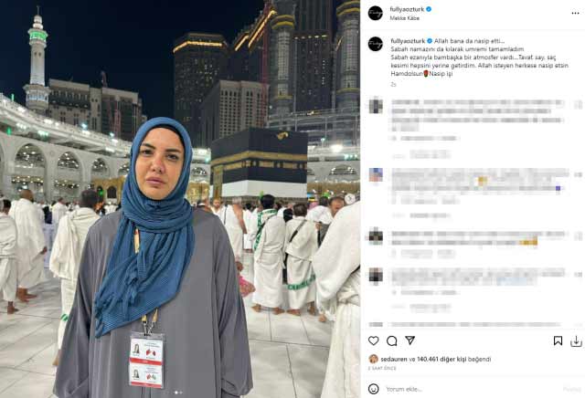 Cumhurbaşkanlığı uçağıyla umreye giden gazeteci Fulya Öztürk başörtülü fotoğrafını paylaştı: Allah bana da nasip etti