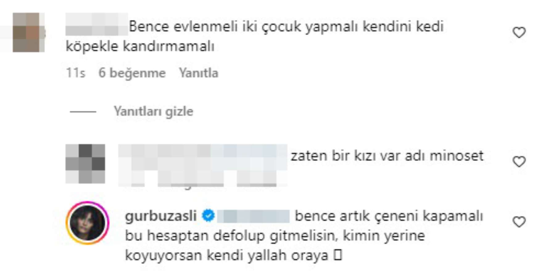 Aslıhan Gürbüz'den 'Evlenip iki çocuk yapmalısın' diyen takipçisine sert yanıt