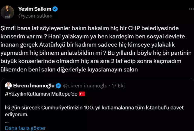 Yeşim Salkım, İmamoğlu'nun paylaşımını gösterip isyan etti! "Hani yalakayım ya ben..."